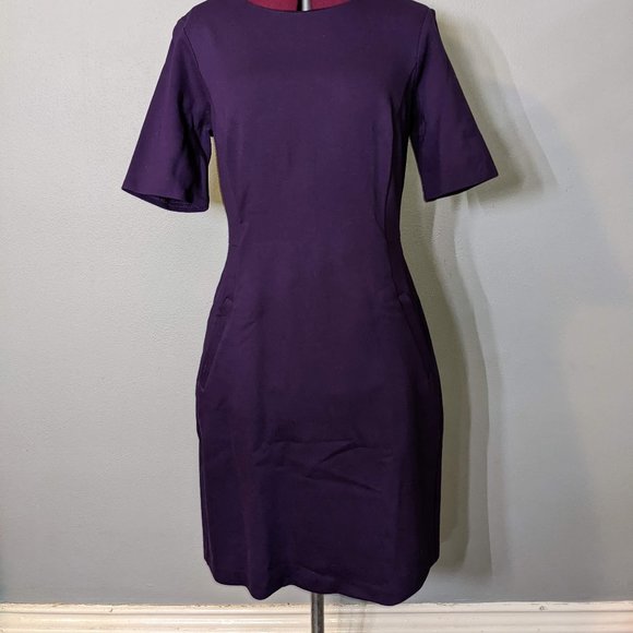 Purple Lands' End Ponte Pencil Dress with Pockets 4p - Picture 3 of 5